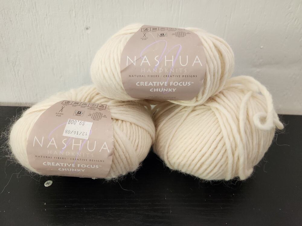 Nashua Creative Focus Chunky Yarn 3 Skeins Natural Cream Bulky Wool Alpaca